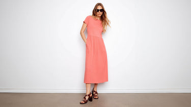 Charlie B Sorbet Cotton Short Sleeve Midi Dress, a standout midi dress outfit idea for summer.