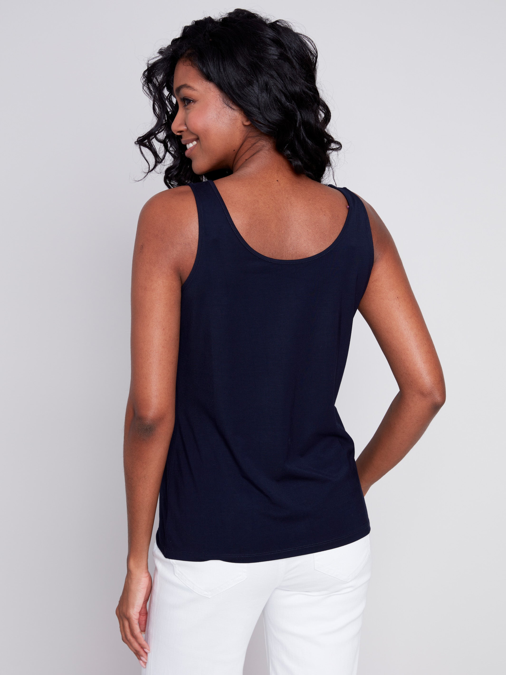 Reversible Bamboo Cami - Navy - Charlie B Collection Canada - Image 3