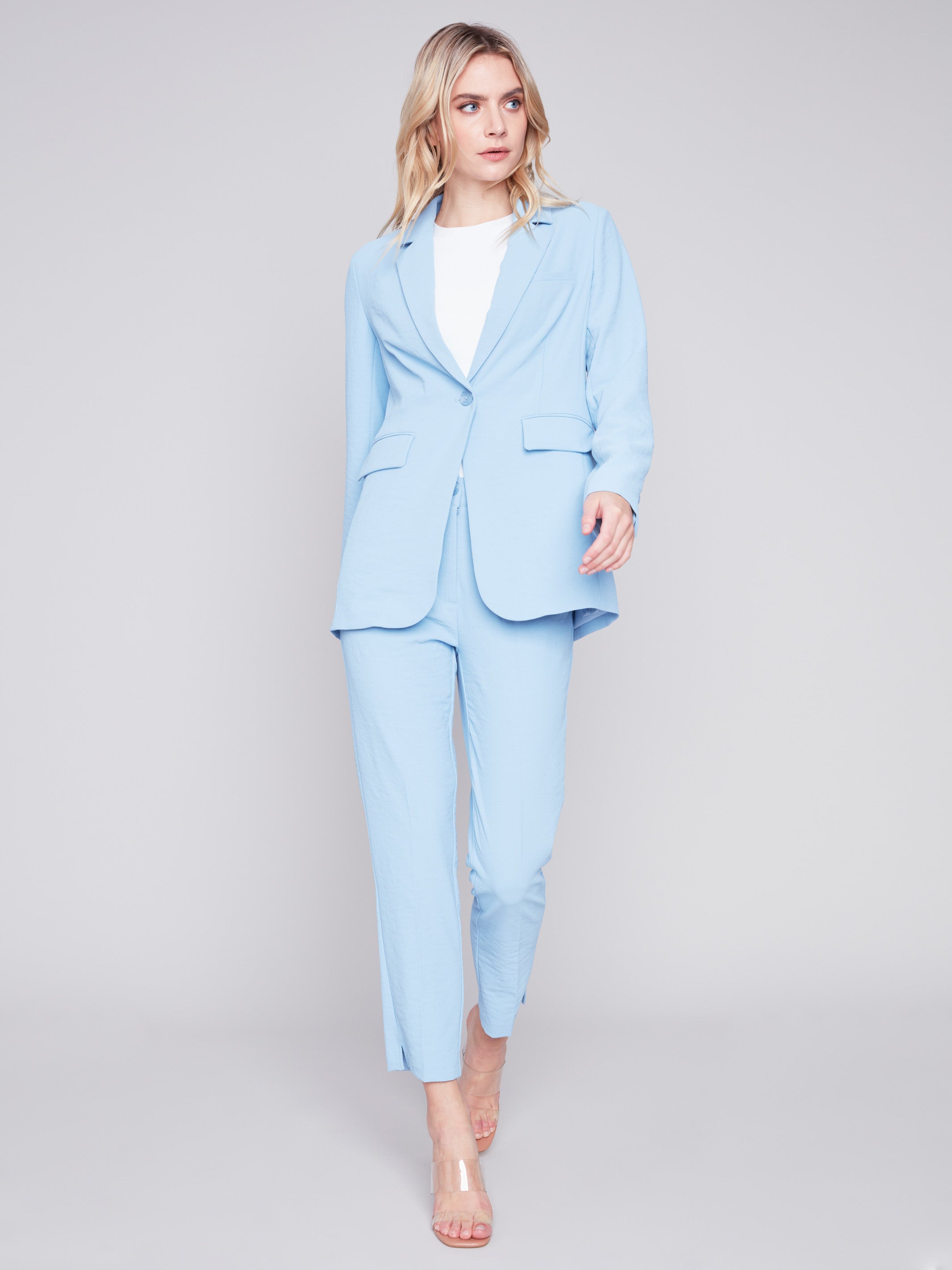 Blazer with Ruched Back - Sky - Charlie B Collection Canada - Image 2