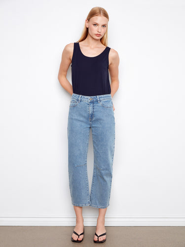 These jeans feature a stylish barrel leg design for a modern silhouette by Charlie B.