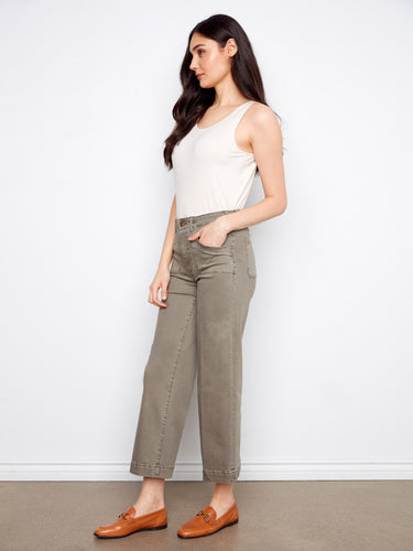 The rectangular patch pockets add functionality and style to these versatile pants, ideal for everyday wear by Charlie B.