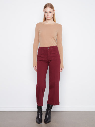 Stylish pants with a wide leg design and stretch twill fabric for comfort and flexibility. Perfect for any casual outing by Charlie B.
