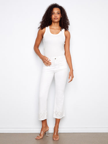These pants feature a chic flared fit that adds a touch of elegance to any outfit. Perfect for casual or formal occasions by Charlie B.