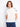 White cotton knit top with intricate floral embroidery on the sleeves and a comfortable crew neckline by Charlie B.