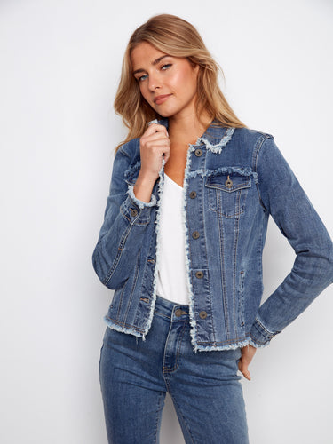 Featuring two front patch pockets, this denim jacket combines style and practicality effortlessly. By Charlie B.