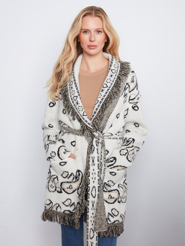 Fringe details along the edges of this cardigan bring a playful touch to its sophisticated design. Ideal for casual outings. By Charlie B.