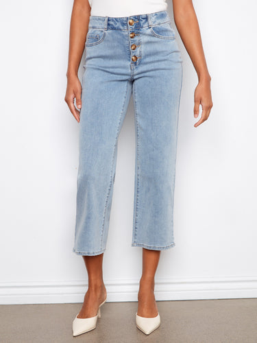 These jeans offer a regular rise and five-pocket design, making them both stylish and functional by Charlie B.