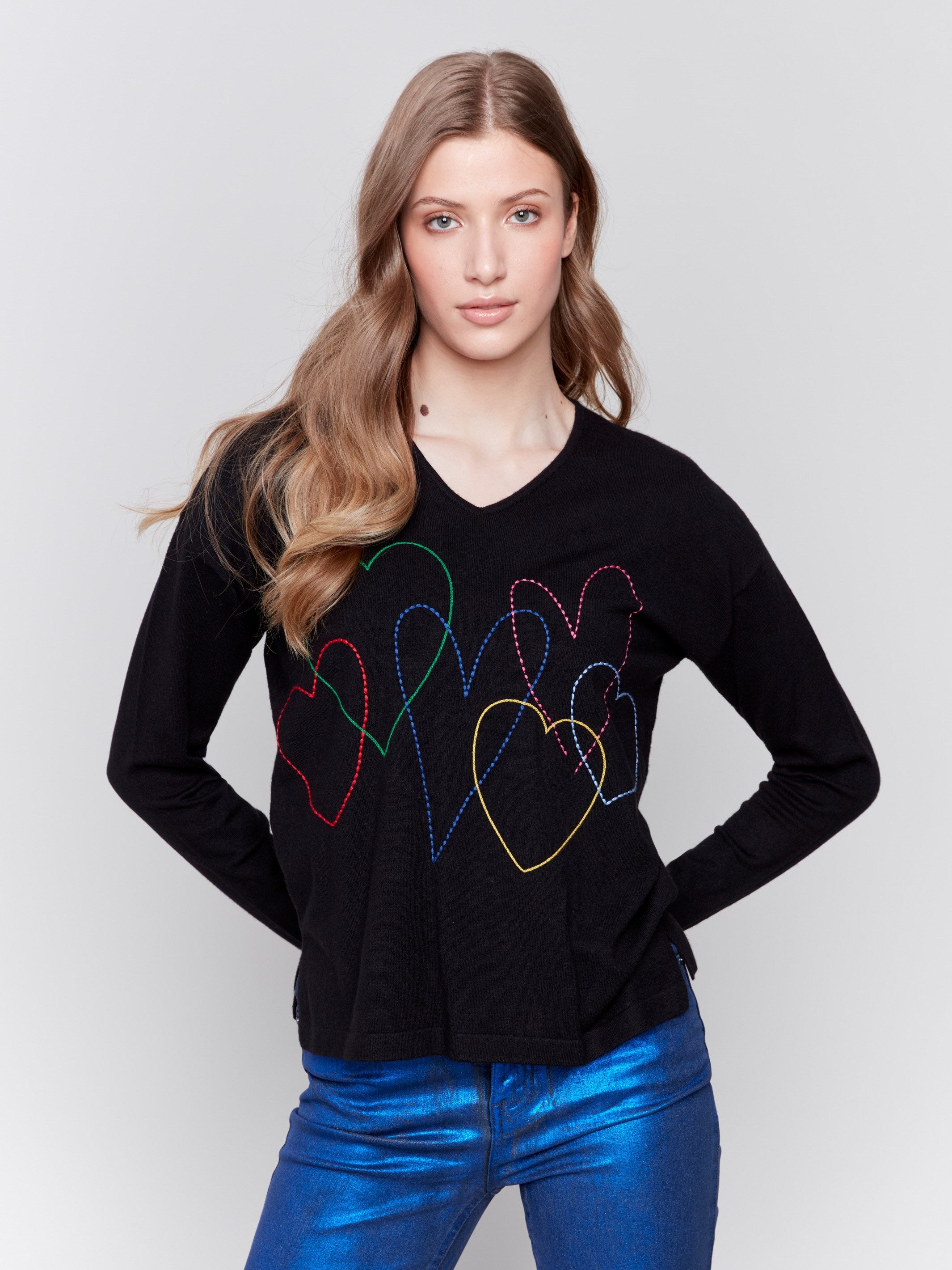 Black sweater with hearts online