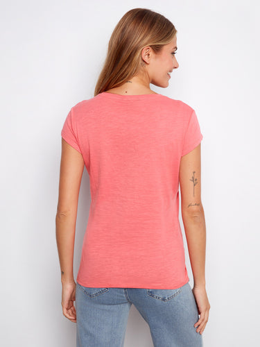 Soft and stylish short sleeves enhance this pink tee, offering a relaxed fit. Perfectly crafted in pure cotton by Charlie B.
