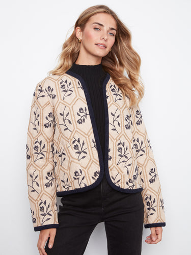 This stylish jacket features an open front for easy wear, adding a modern touch to any outfit by Charlie B.