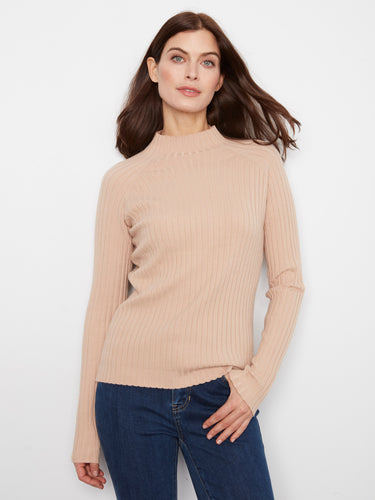 The mock neck design adds a touch of sophistication to this ribbed knit sweater, perfect for any occasion. By Charlie B.