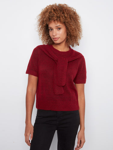 Elegant top with a crew neckline, showcasing its chic style by Charlie B.