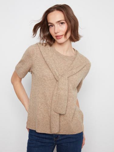 Soft knit fabric sweater with a cozy feel, featuring an elegant crew neckline for a classic look. By Charlie B.