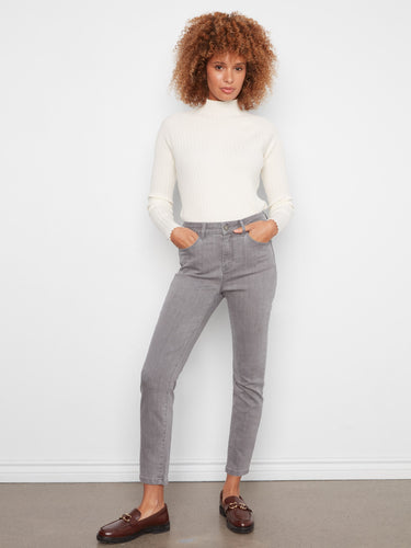 Smoke grey jeans with a cropped length, featuring a 5-pocket design and crafted from stretch denim by Charlie B.