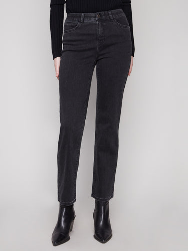These jeans boast an elastic inside waistband, ensuring a comfortable fit by Charlie B.