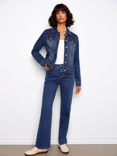 The button front of this stylish denim jacket ensures easy wear and versatile styling options. Crafted with care by Charlie B.