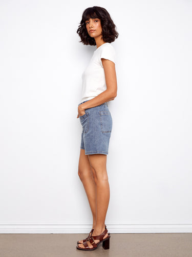 Crafted from stretch denim, these shorts provide flexibility and ease of movement, making them ideal for everyday wear by Charlie B.