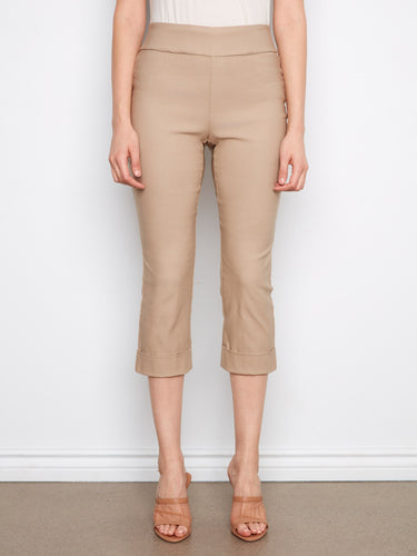 These regular rise capri pants offer a flattering fit in stretch fabric, perfect for versatile styling by Charlie B.