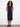 Navy striped sweater dress featuring a crew neckline and crafted from 100% cotton for comfort and style by Charlie B.