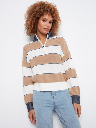 Chic striped sweater featuring long sleeves and a relaxed fit, ideal for layering by Charlie B.