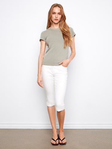 Enjoy the ribbed texture of this top, offering both comfort and a touch of sophistication to your everyday look by Charlie B.