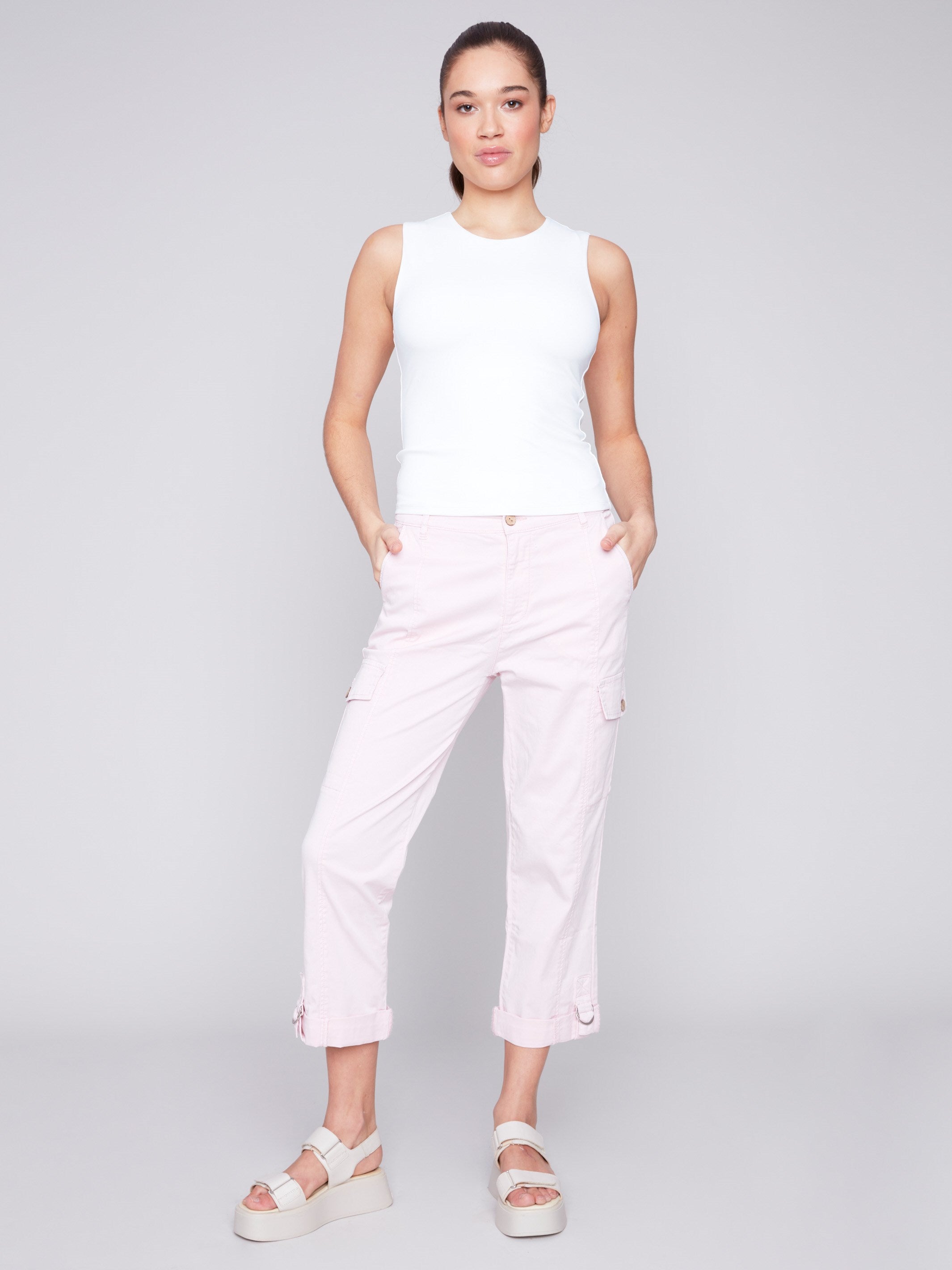 Cotton Canvas Cargo Pants - Lotus - Charlie B Collection Canada - Image 4