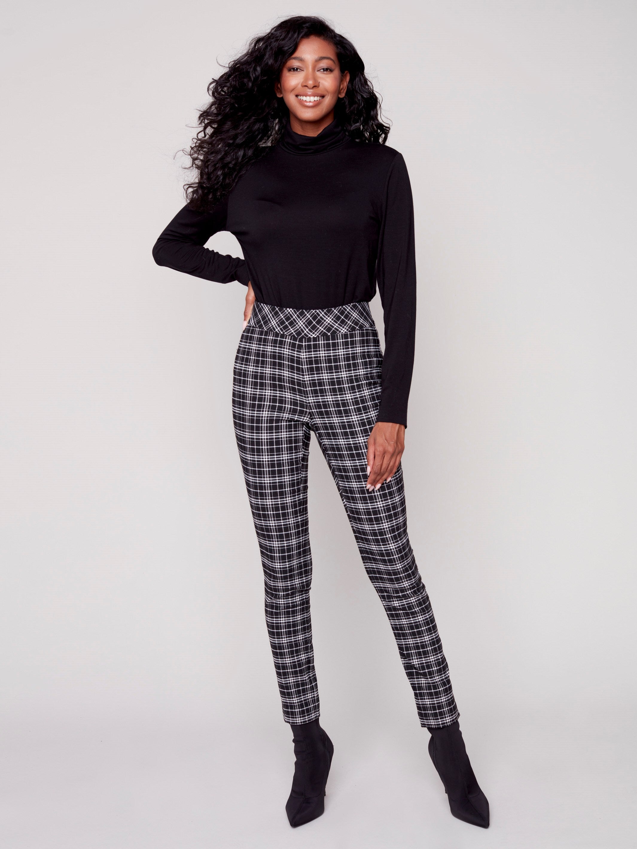 Black and white check pants sales for ladies
