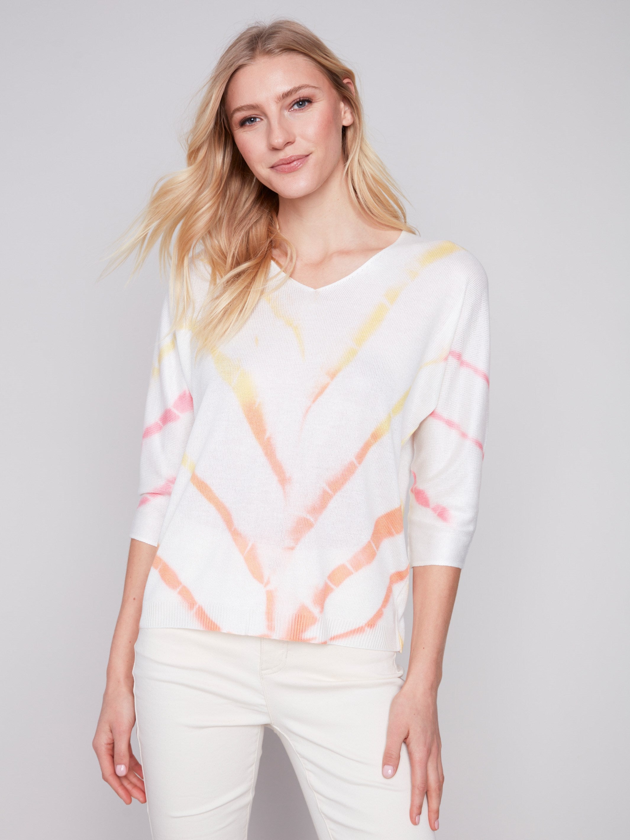 Printed Dolman Sweater - Lemon - Charlie B Collection Canada - Image 1