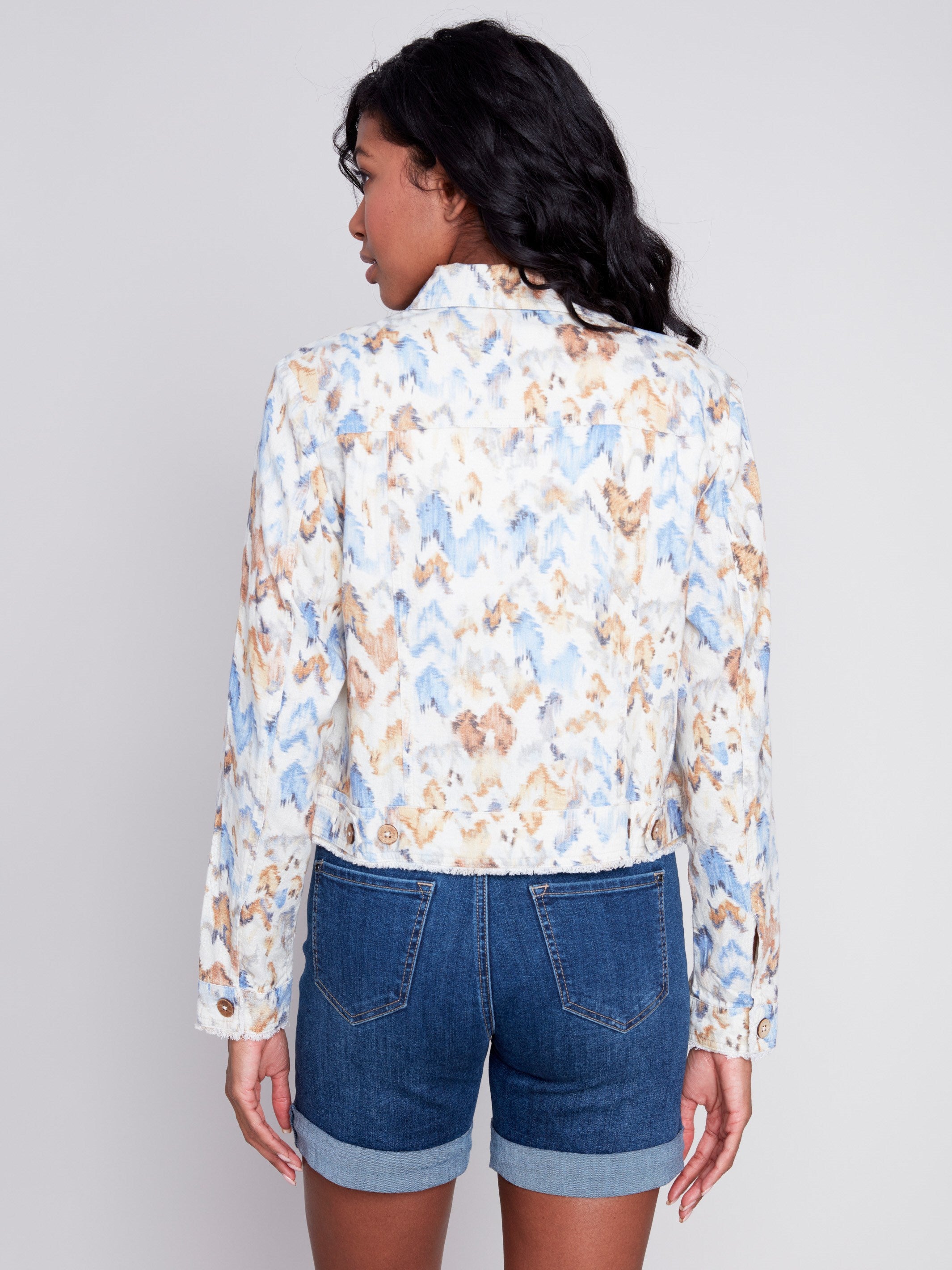 Printed Linen Blend Jacket - Seaside - Charlie B Collection Canada - Image 4