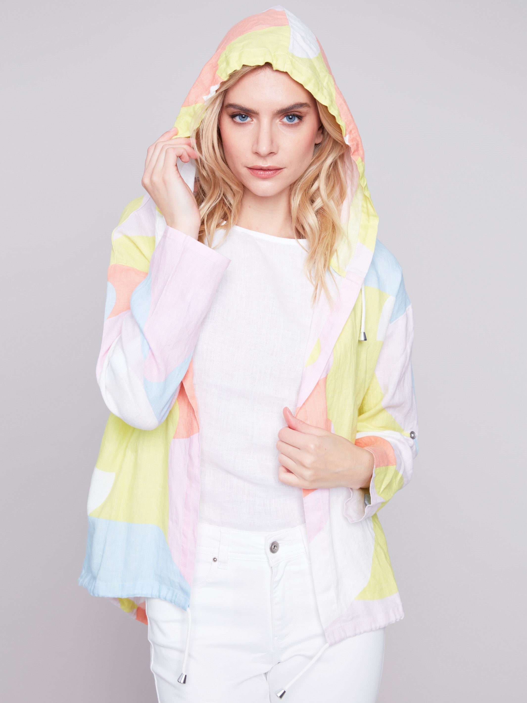 Printed Linen Duster Jacket - Graffiti - Charlie B Collection Canada - Image 2