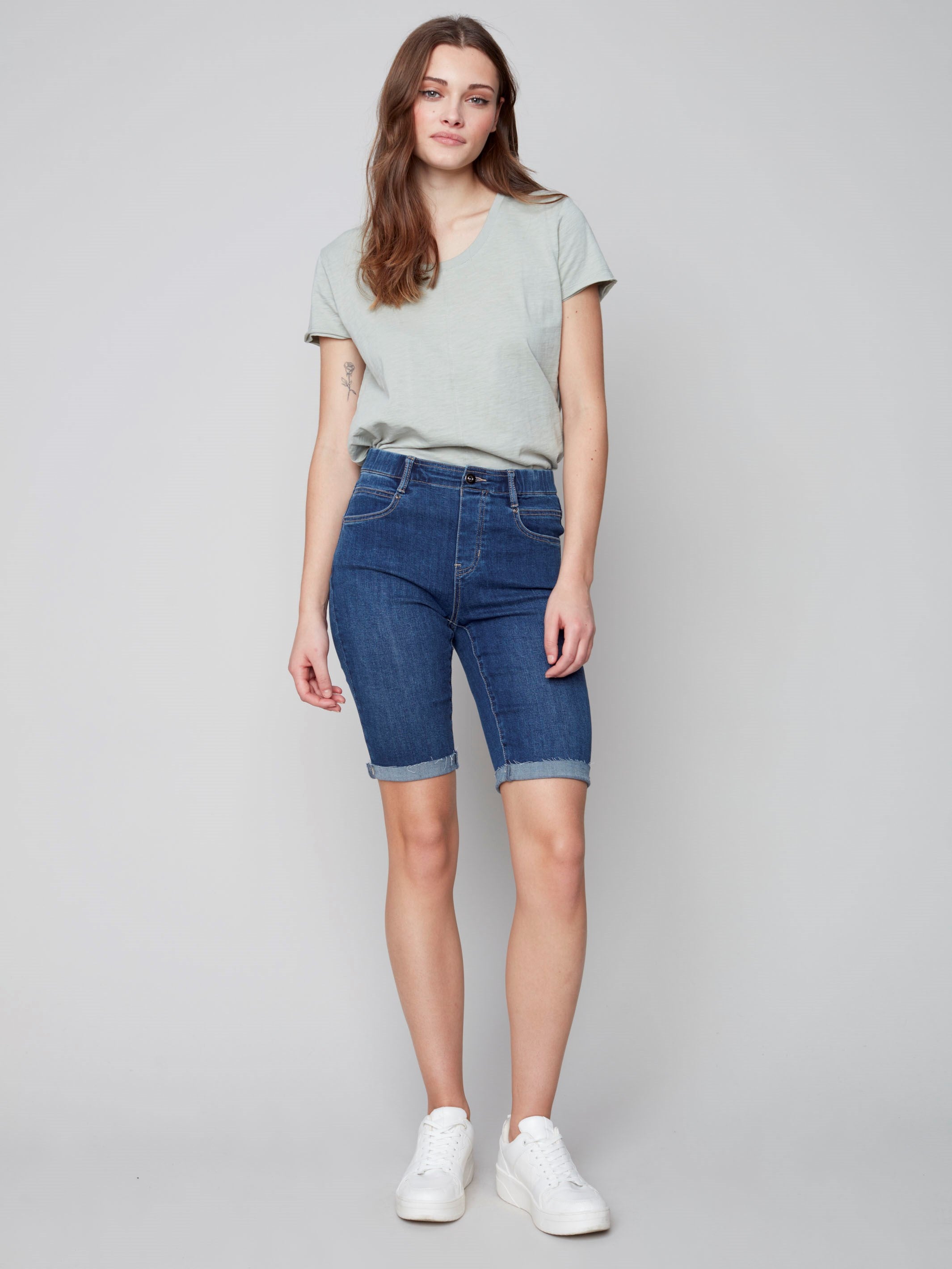 Womens stretch denim bermuda best sale shorts