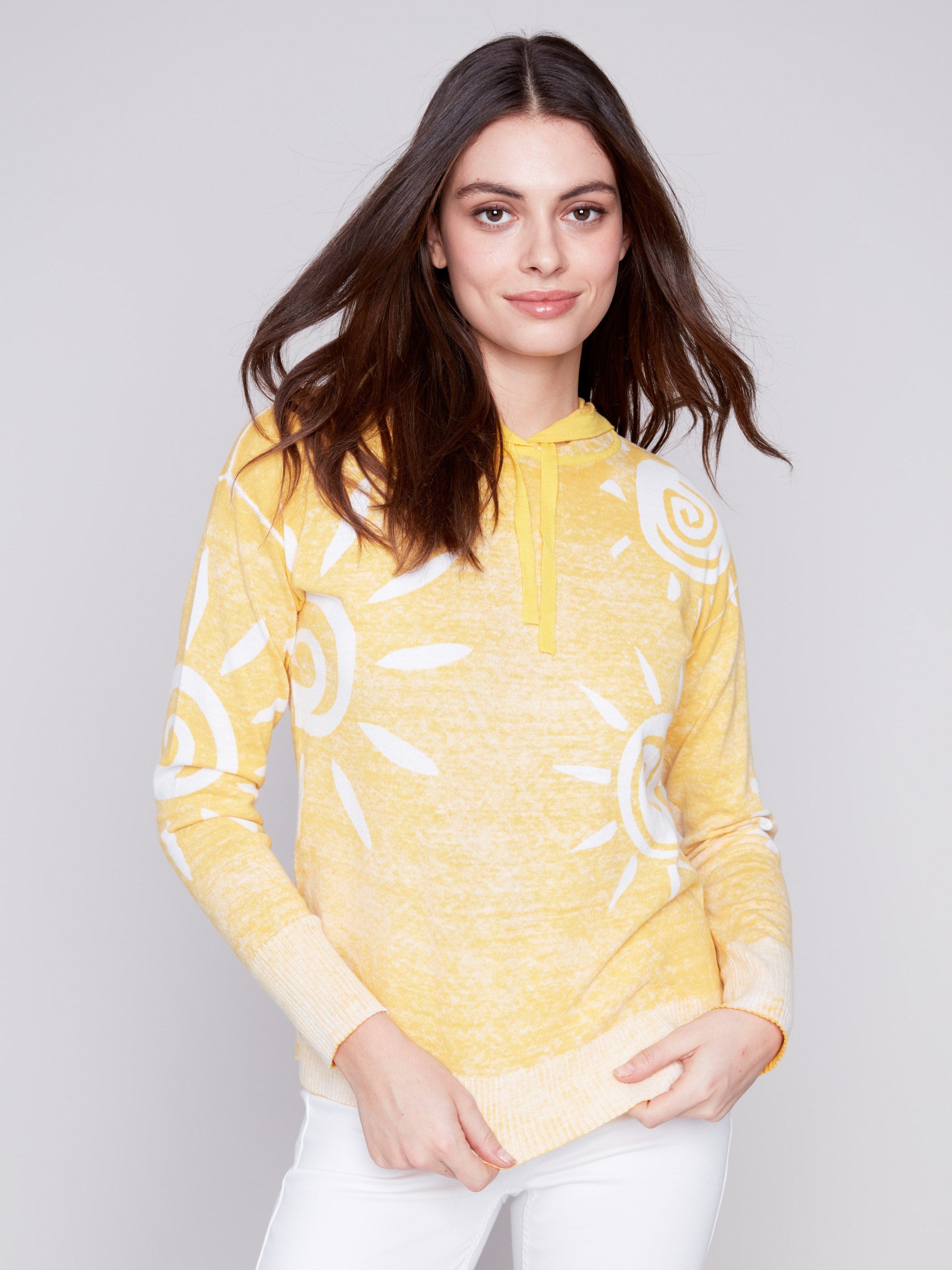 Reverse Printed Hoodie Sweater - Corn - Charlie B Collection Canada - Image 1