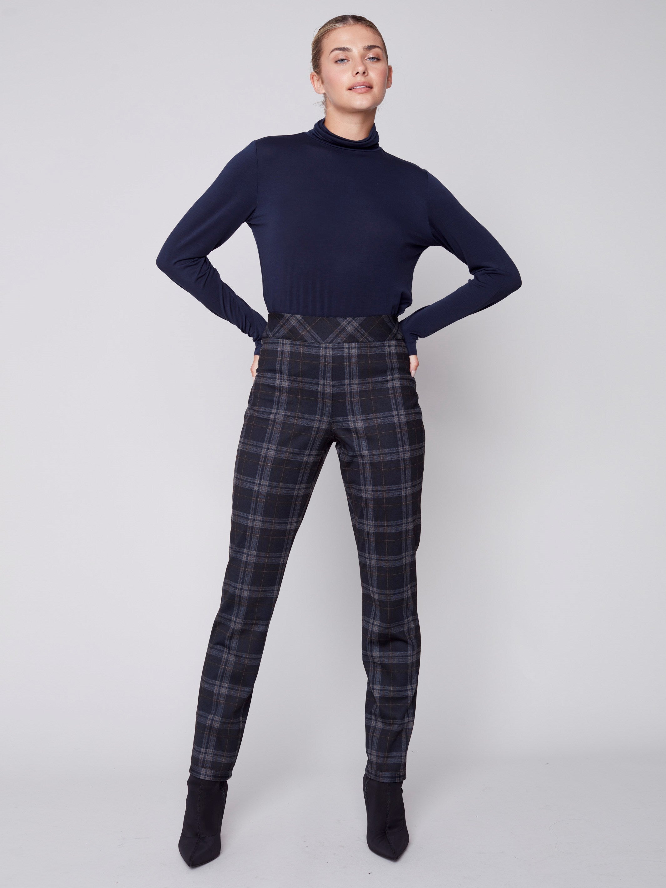 Reversible Printed Ponte Pants Chocolate