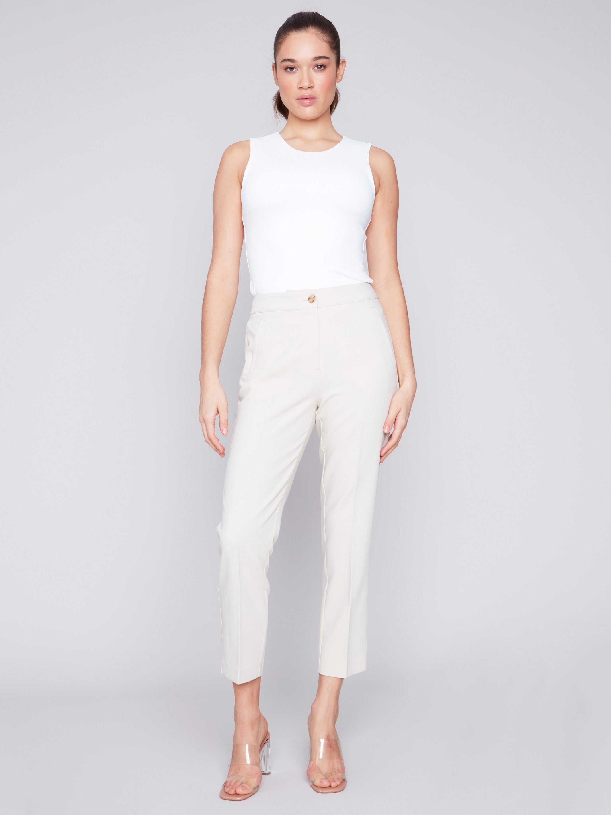 Side Slit Tapered Pants - Beige - Charlie B Collection Canada - Image 4