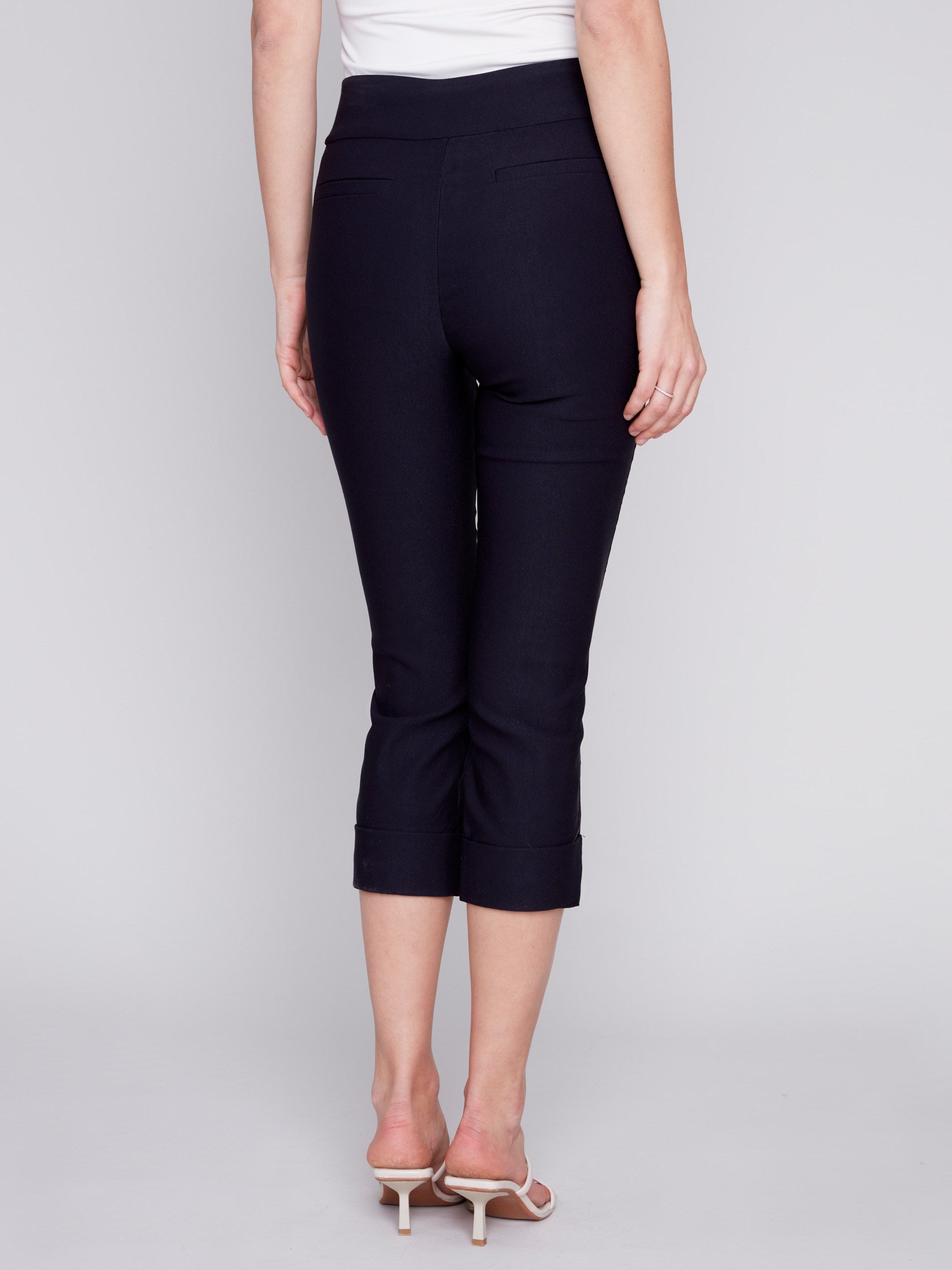 Stretch Pull-On Capri Pants - Black - Charlie B Collection Canada - Image 3