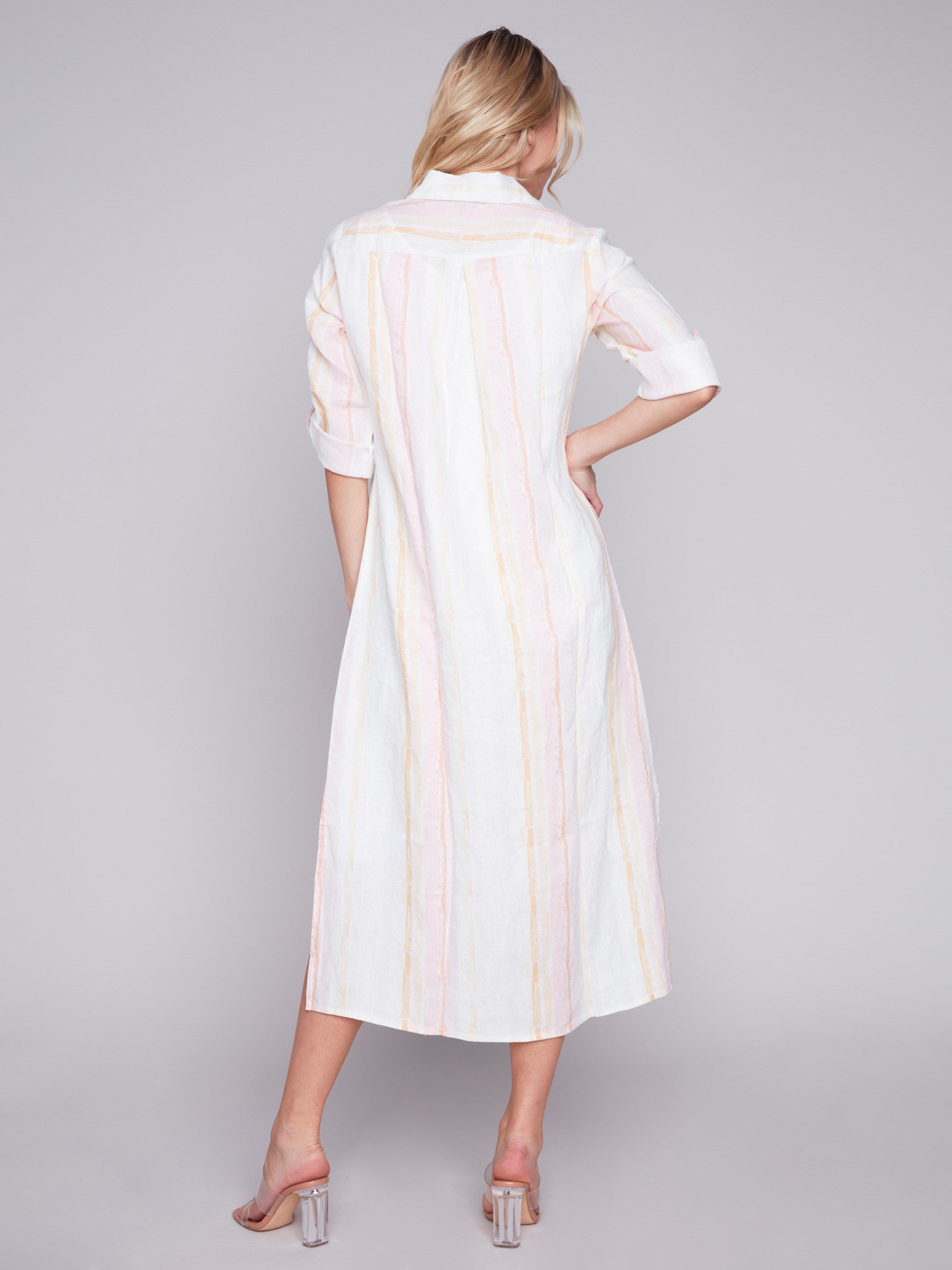Striped Long Linen Tunic Dress - Tulip - Charlie B Collection Canada - Image 3