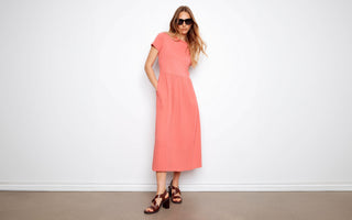 Charlie B Sorbet Cotton Short Sleeve Midi Dress, a standout midi dress outfit idea for summer.