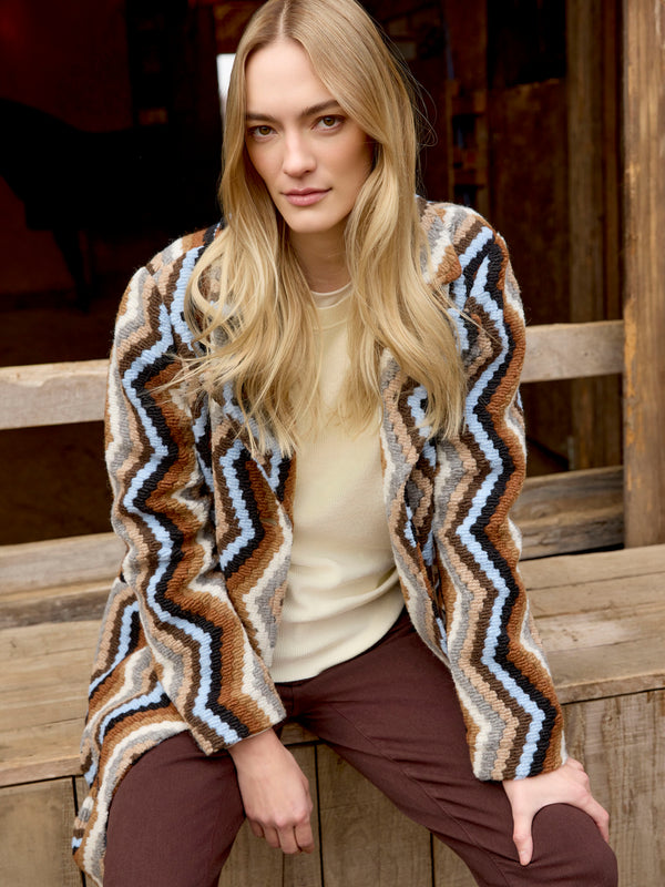 Long Crochet Coat - Sepia