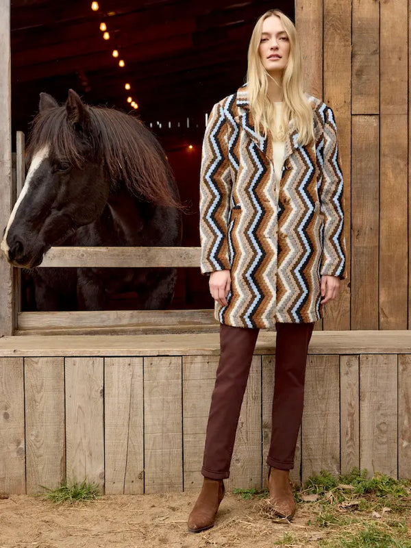 Manteau long en crochet - Sépia