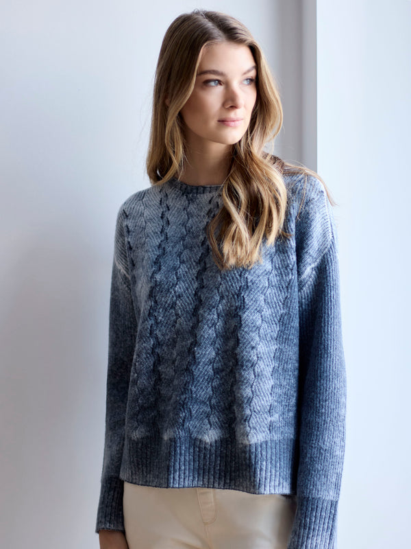 Fancy Stitch Crew Neck Sweater - Denim