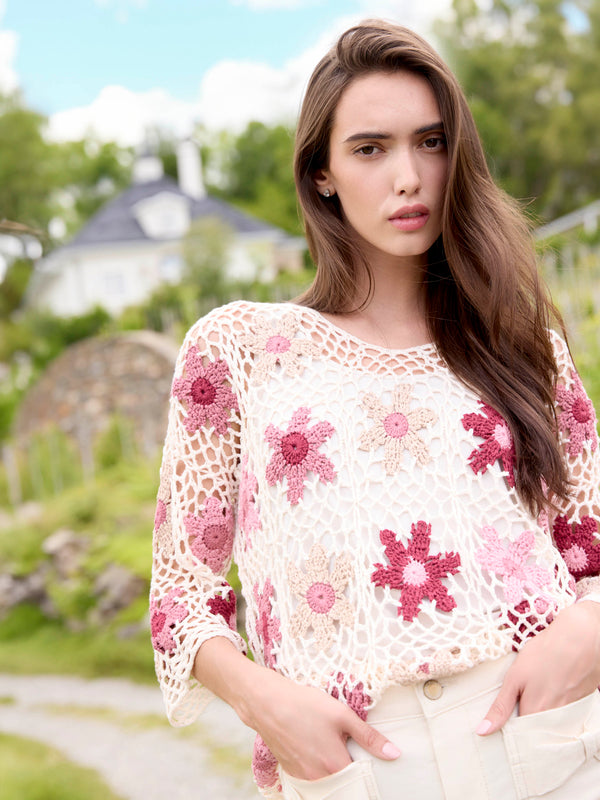 Floral Hand-Crochet Top - Carnation