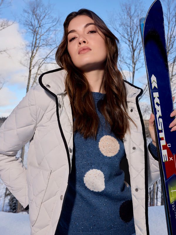 Quilted Puffer Jacket With Removable Hood - Almond