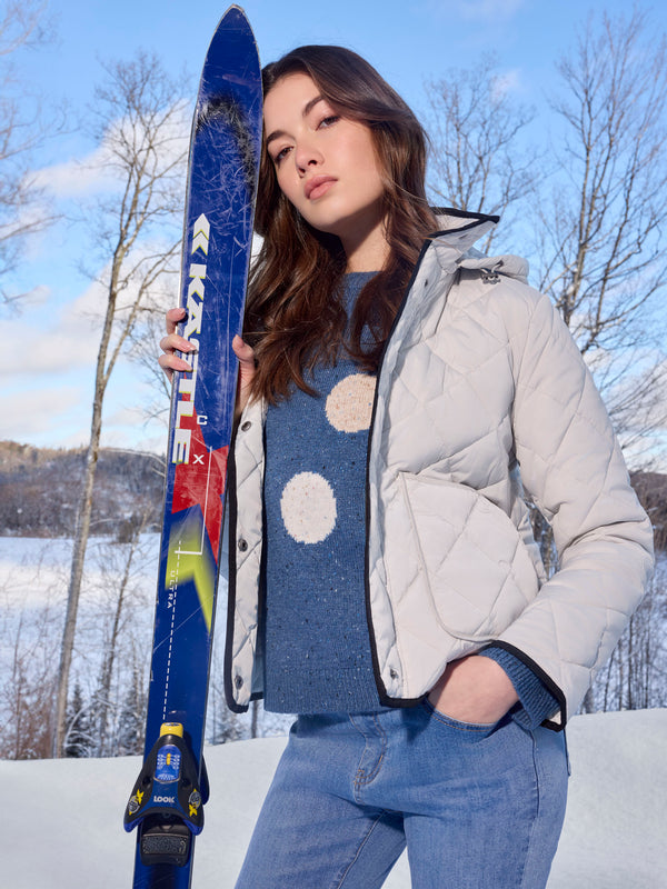 Chandail à col montant en fil neps à pois - Oxford Chiné