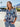 Blouse imprimée en gaze de coton à demi-boutonnage - Saphir