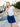 Jupe-short en denim à ourlet festonné boutons-avant - Indigo