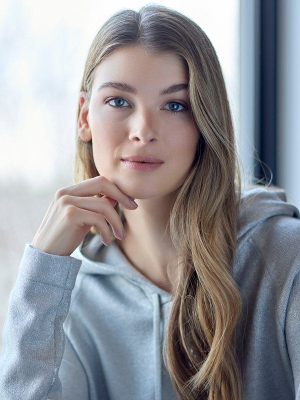 Metallic Knit Hoodie Sweater - Silver