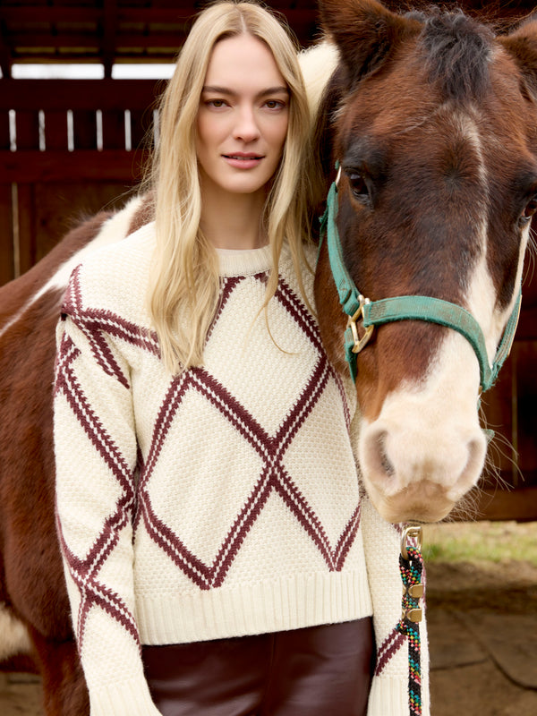 Diamond Crew Neck Sweater - Cabernet