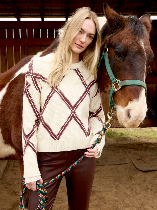 Diamond Crew Neck Sweater - Cabernet