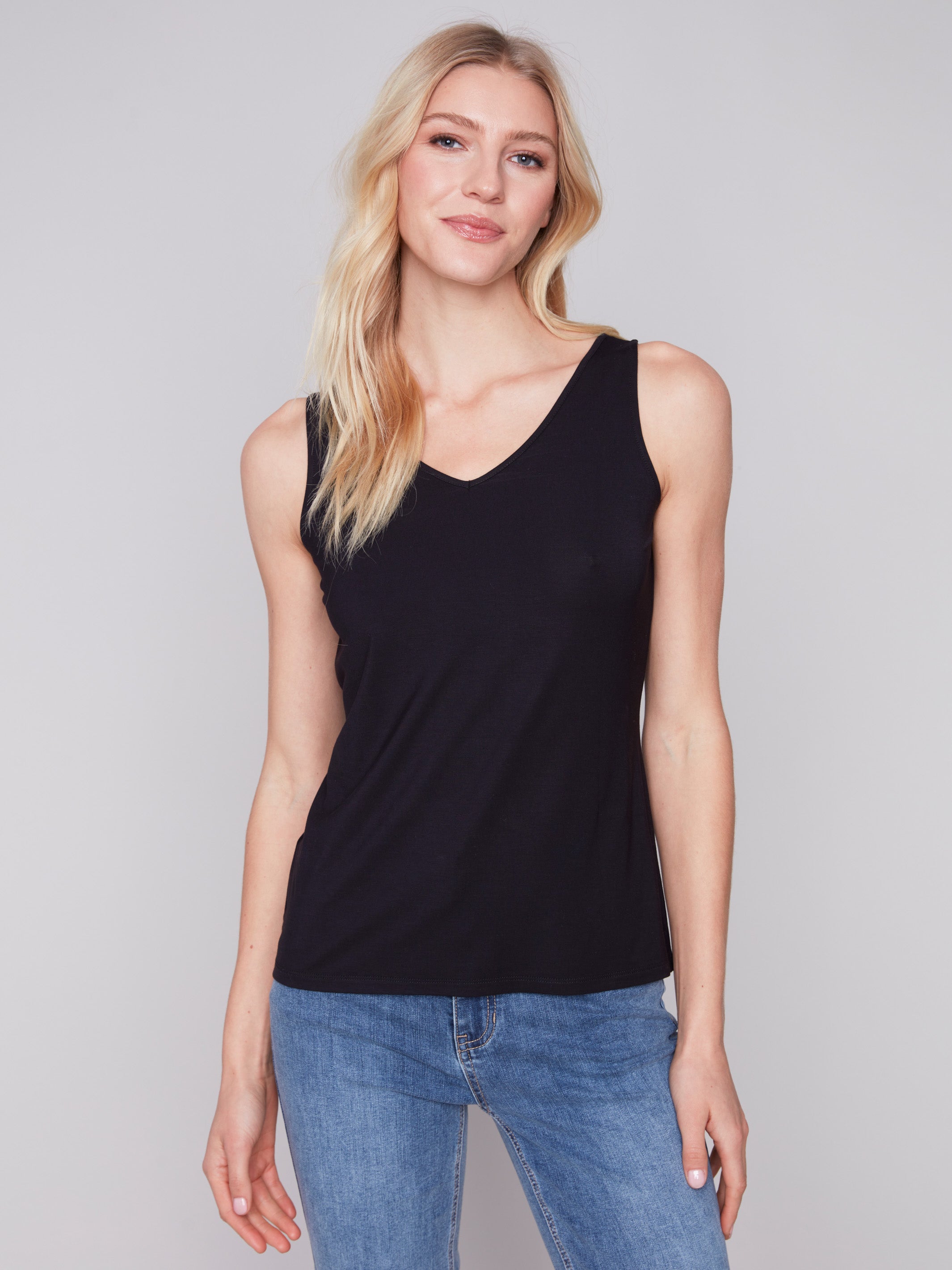 Reversible Bamboo Cami - Black - Charlie B Collection Canada - Image 2