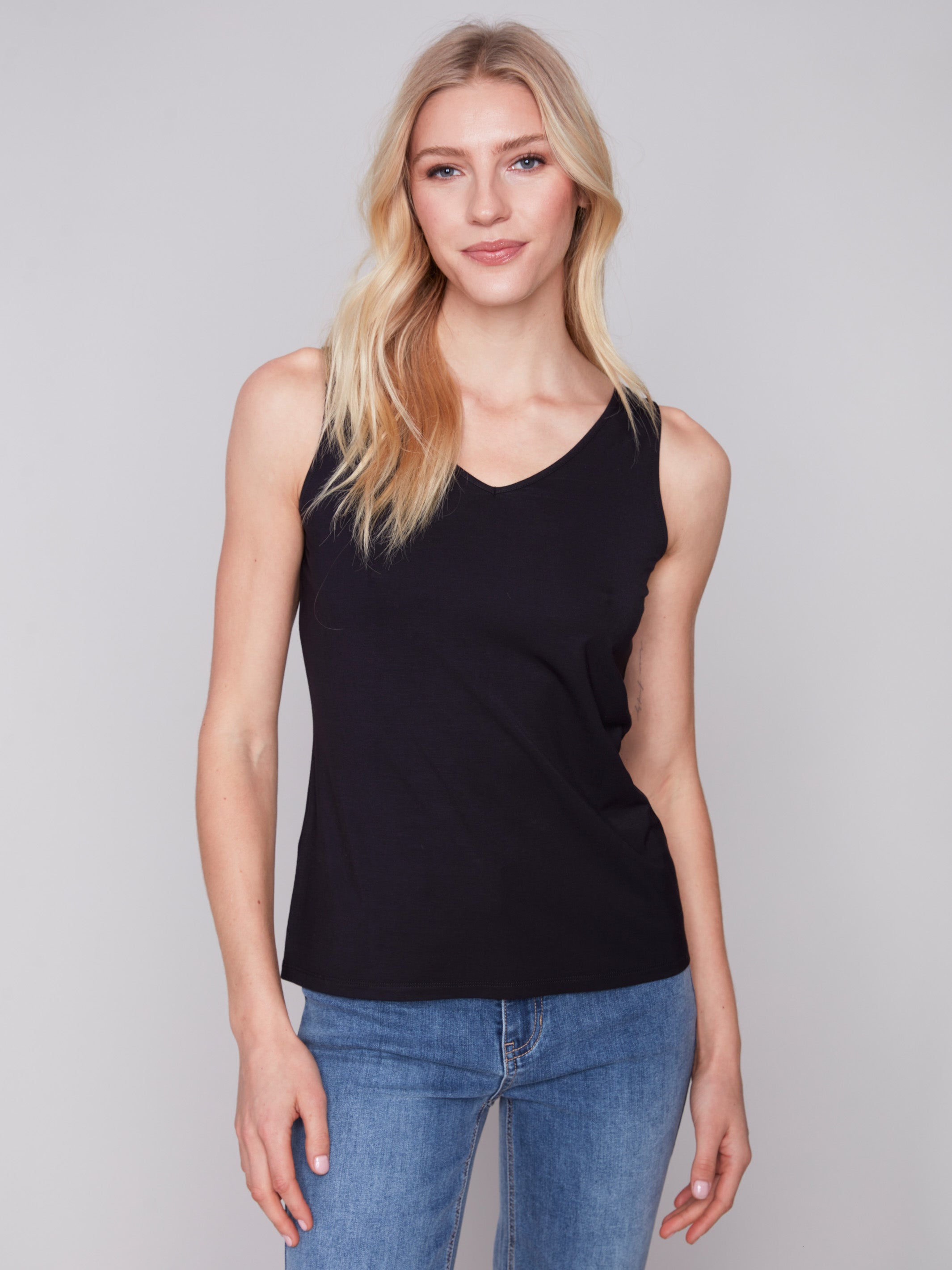Reversible Bamboo Cami - Black - Charlie B Collection Canada - Image 6